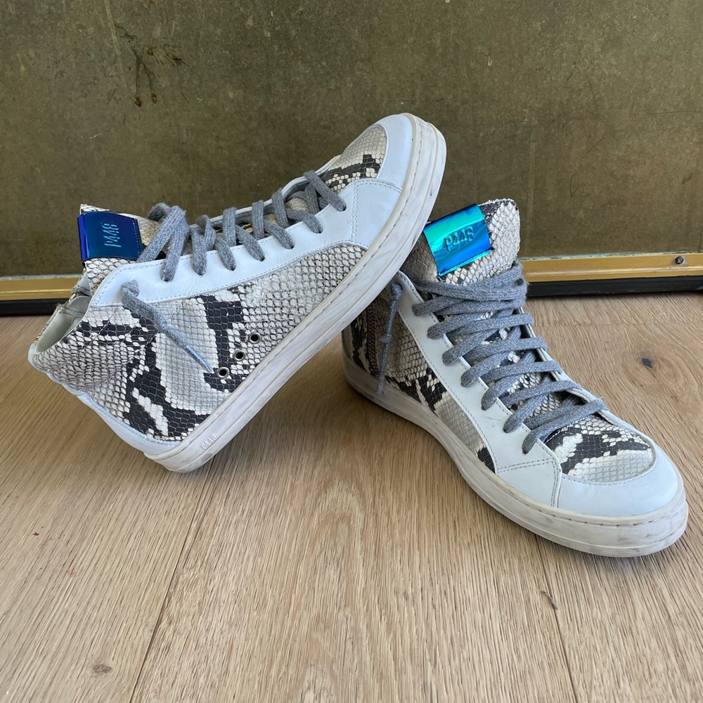 P448 Skate Python Snakeskin Leather High Top Sneakers 38 US 8 - Picture 1 of 11